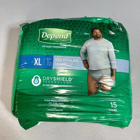 Depend FIT-FLEX Incontinence Underwear for Men Size XL Maximum Grey 15 Count - Picture 1 of 4
